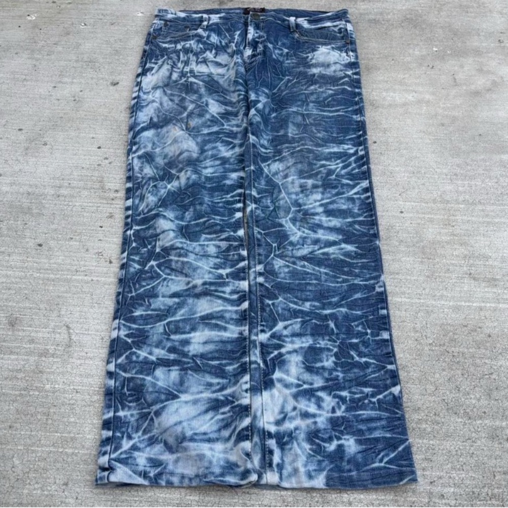 Blue Tie-Dye Wide-Leg Pants